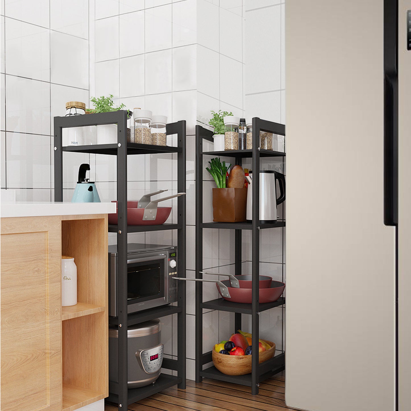 Adjustable And Fixed Floor Shelf Kitchen Oven Shelf Living Room Shelf