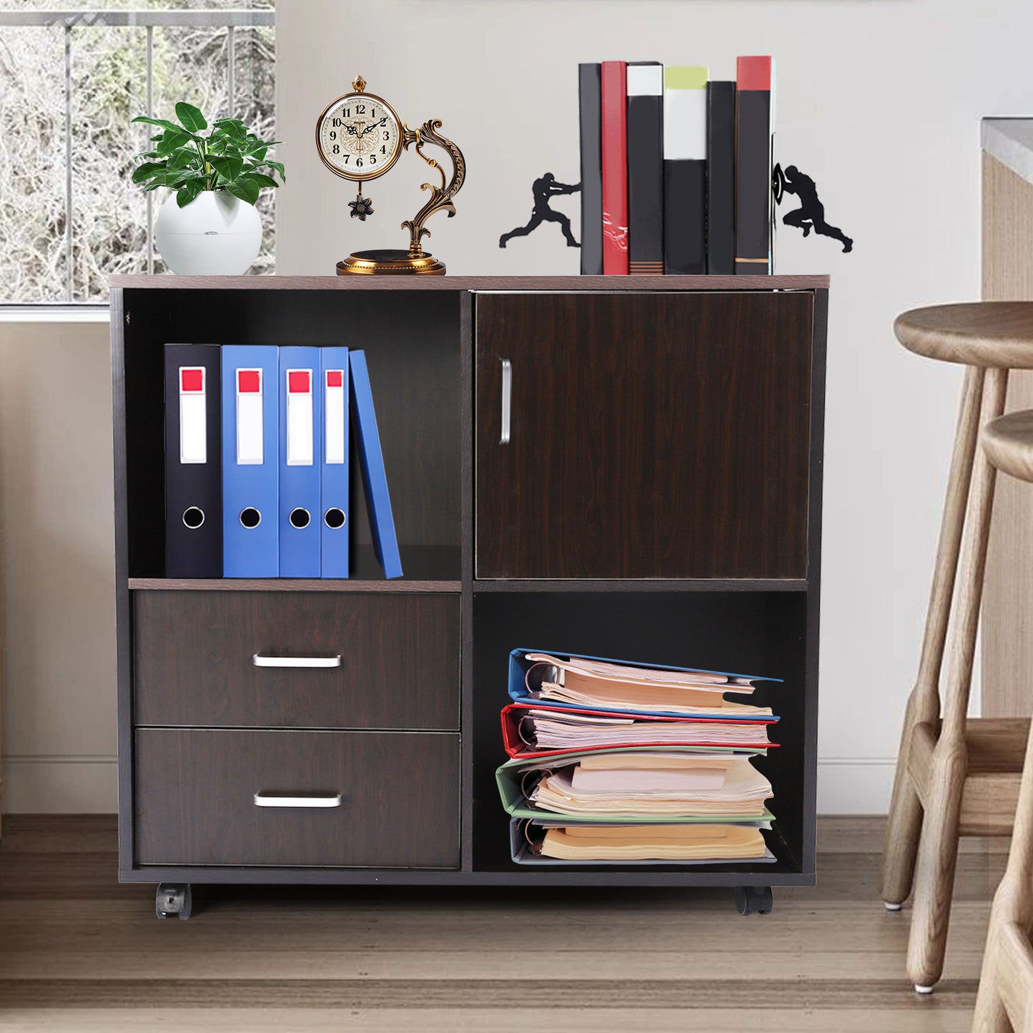 File Cabinet Mobile Lateral Filing Cabinet with Wheels Modern Printer Stand