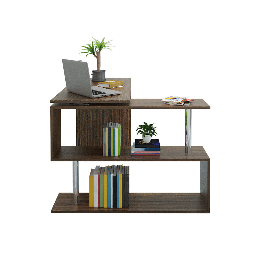 Home Spiral L-shaped Learning Computer Desk 170x74x50 cm Brown