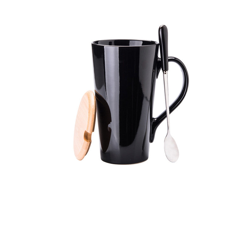 Large Ceramic Large Capacity Spoon Mug With Lid