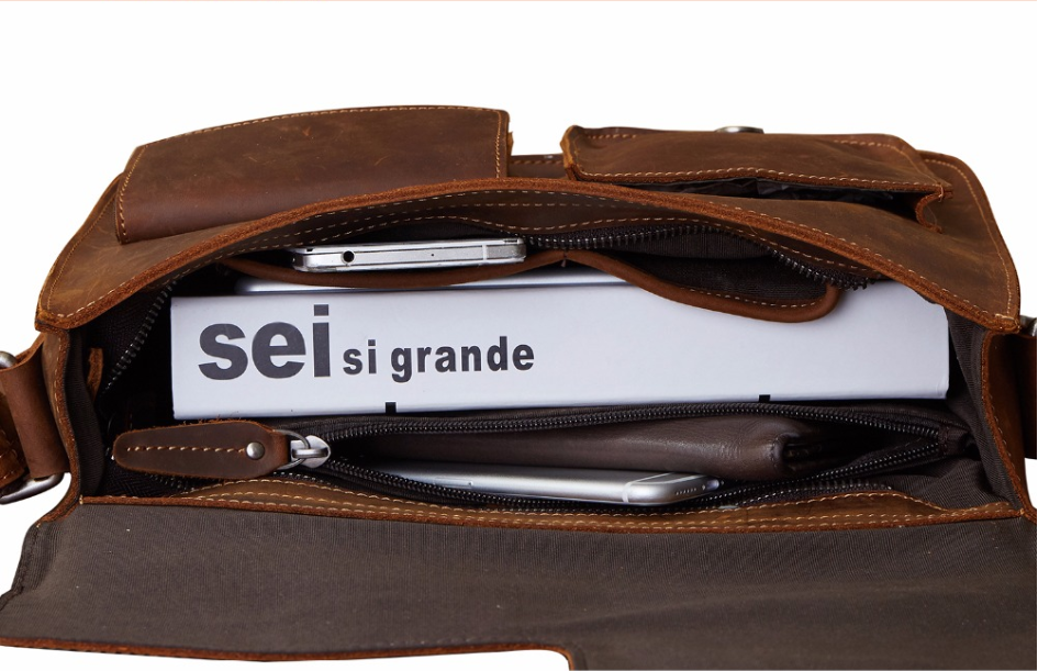 Men's leather bag messenger bag
