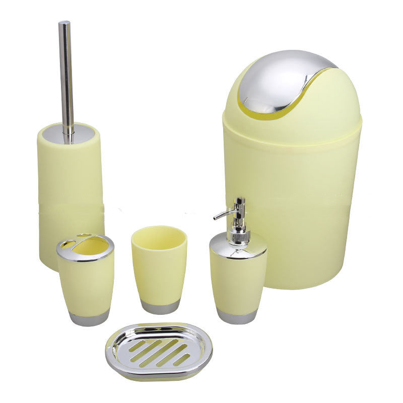 Plastic Bath Trash Can Six-piece Electroplating Bathroom