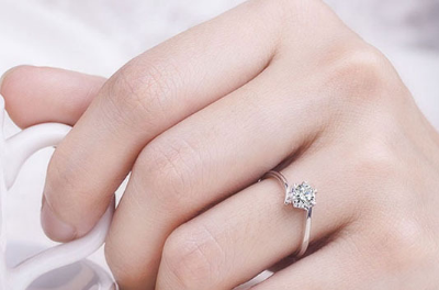 925 sterling silver ring high-grade platinum snowflake carat simulation diamond ring Japan and South Korea couple engagement wedding accessories