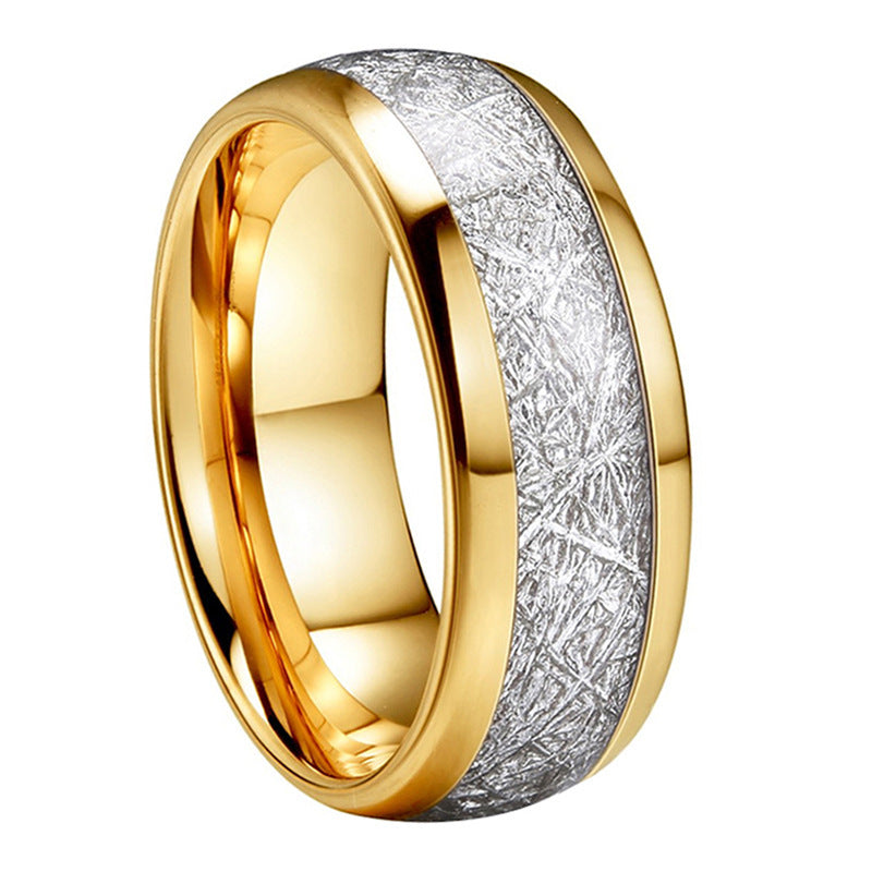 Fashion Creative Black Narrow Wood Grain Stainless Steel Ring