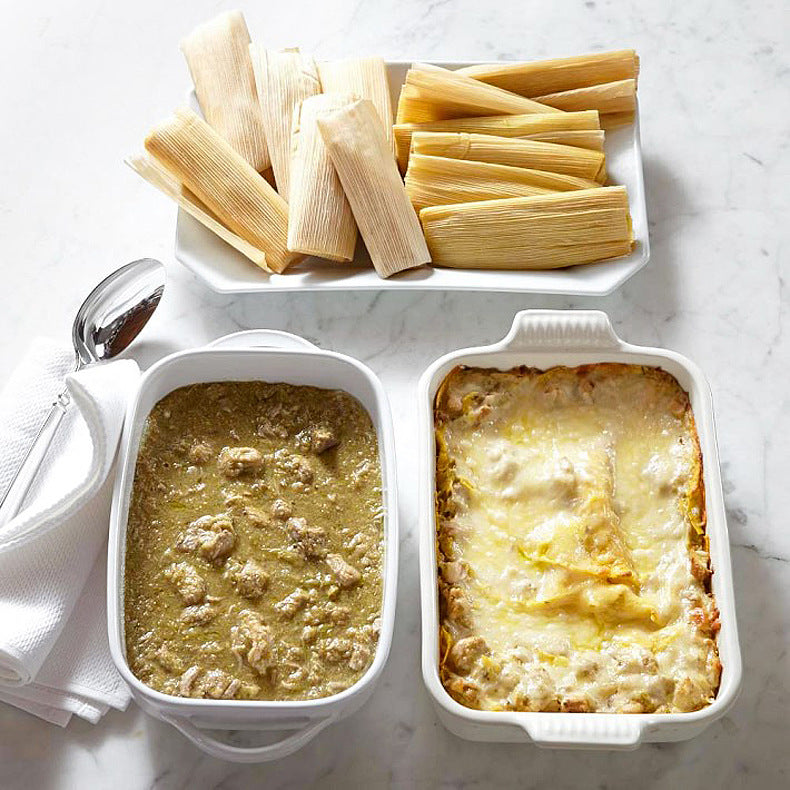 Elliptical creative ceramics binaural dish high soup pan home baked rice plate rectangular cheese cake tray