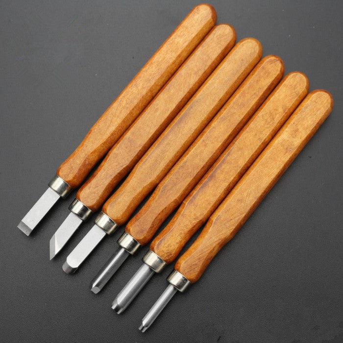 Mahogany 6 Sticks Carving Knife Handmade Woodcut Knife Eraser Engraving Set Woodcarving Tool