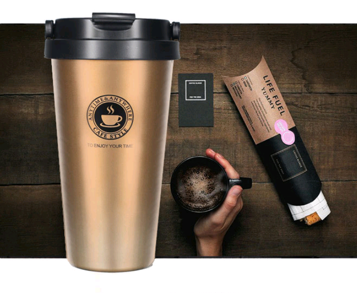 New coffee cup double layer 304 stainless steel stretch liner mug cup