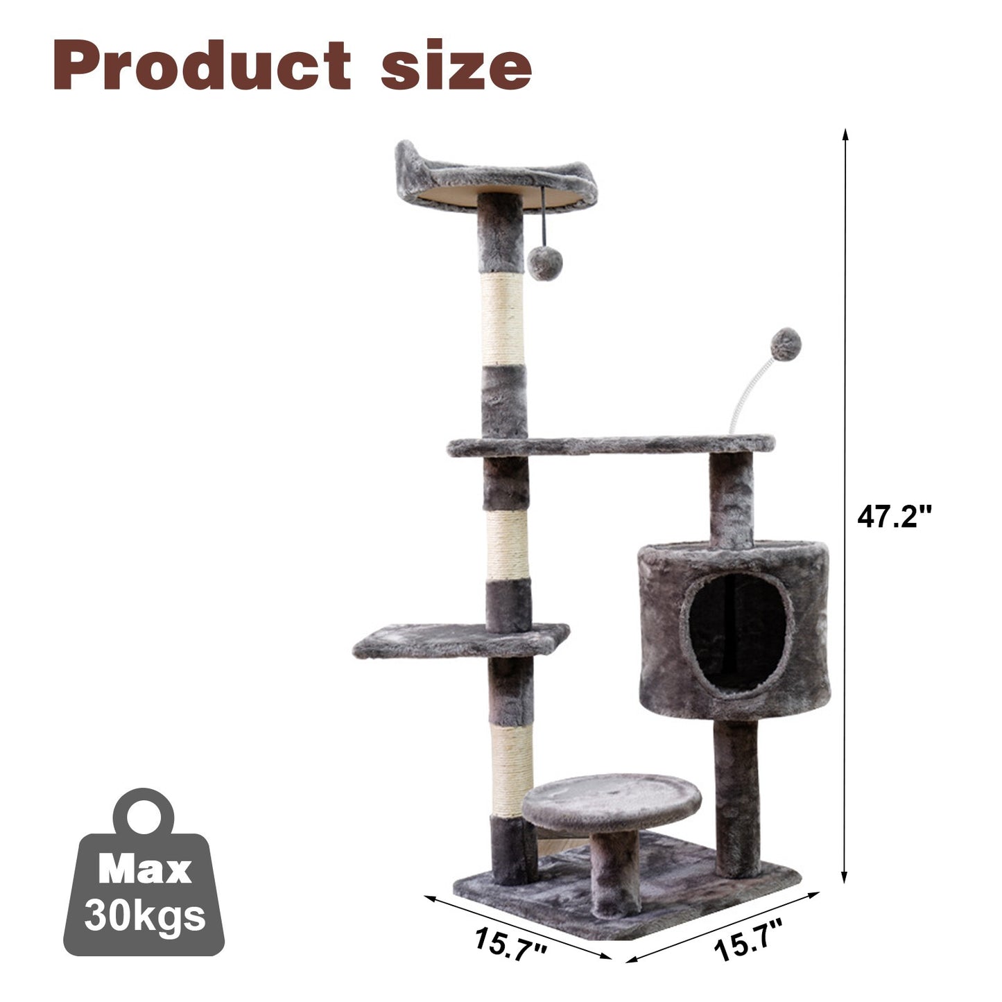 Cat Tower Kittens Pet Play House Cat Activity Tree Condo Scratching Sisal Post