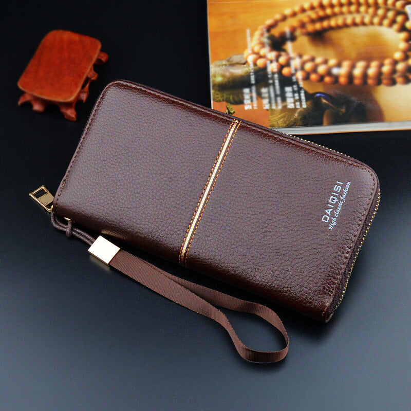 New European and American men's long purse zipper fashion hand take business leisure men's wallet