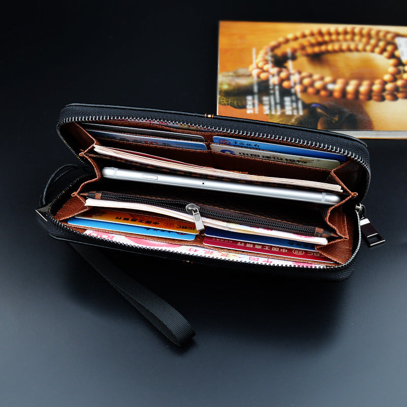 New European and American men's long purse zipper fashion hand take business leisure men's wallet