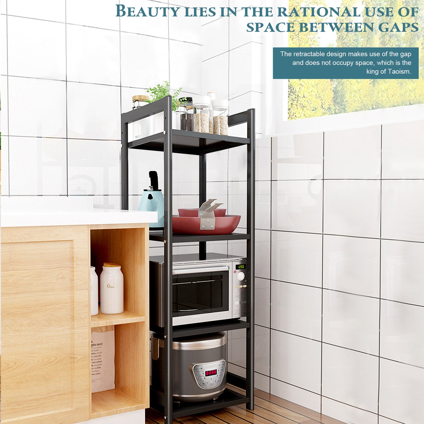 Adjustable And Fixed Floor Shelf Kitchen Oven Shelf Living Room Shelf