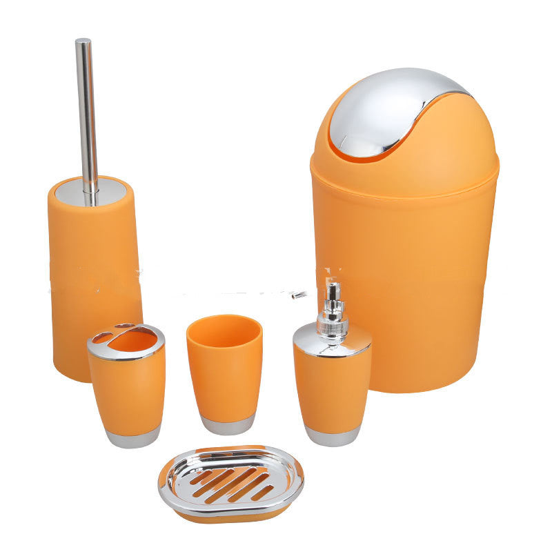 Plastic Bath Trash Can Six-piece Electroplating Bathroom