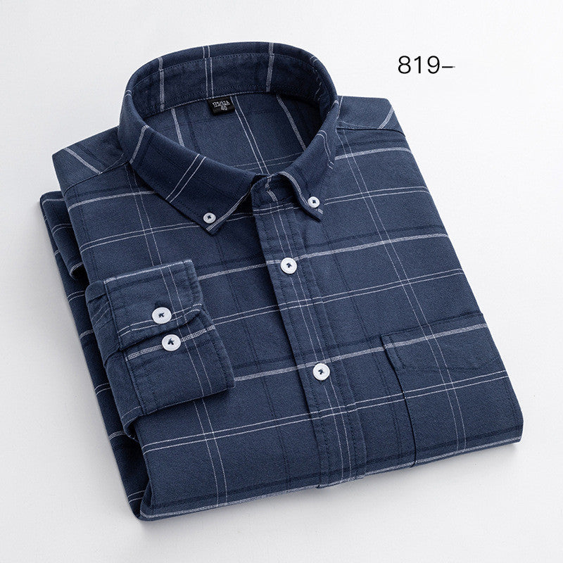Oxford Cotton Men's Fashion Casual Long-sleeved Shirt