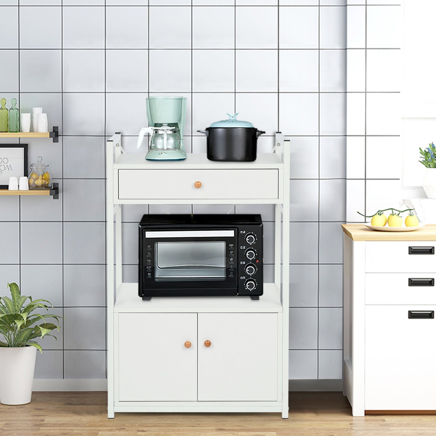 Kitchen Baker's Rack Storage Cabinet Microwave Oven Stand Kitchen Storage Shelf