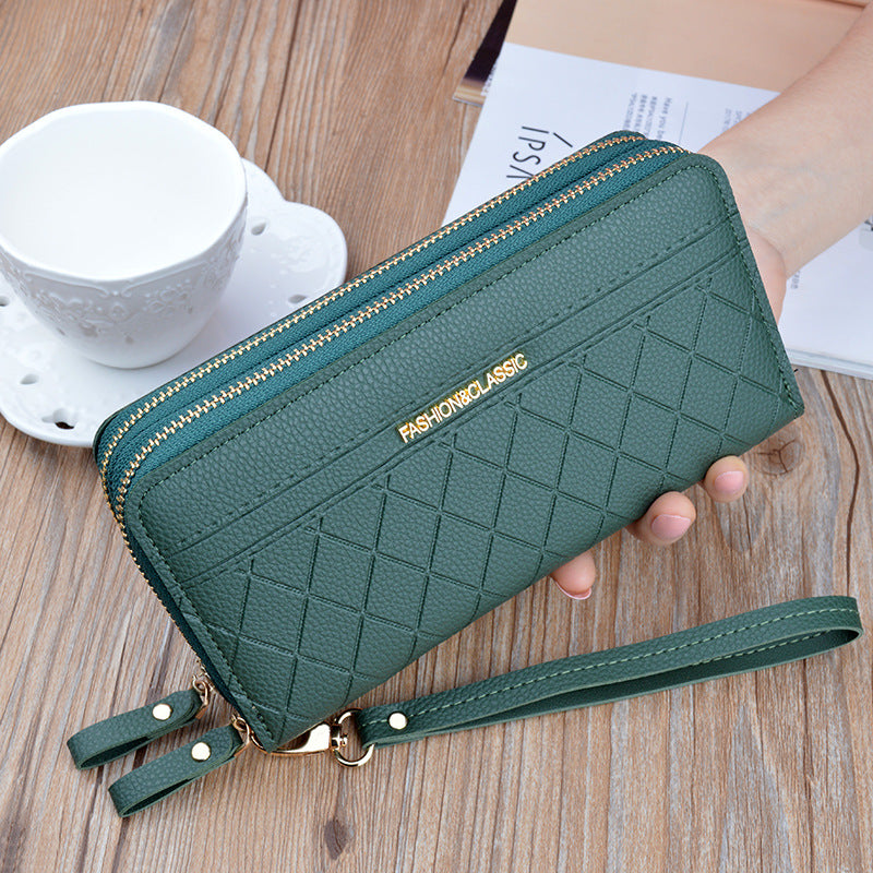 Double zipper hand purse ladies wallet