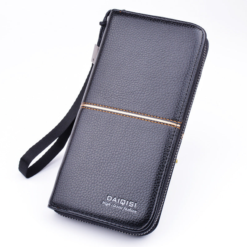 New European and American men's long purse zipper fashion hand take business leisure men's wallet