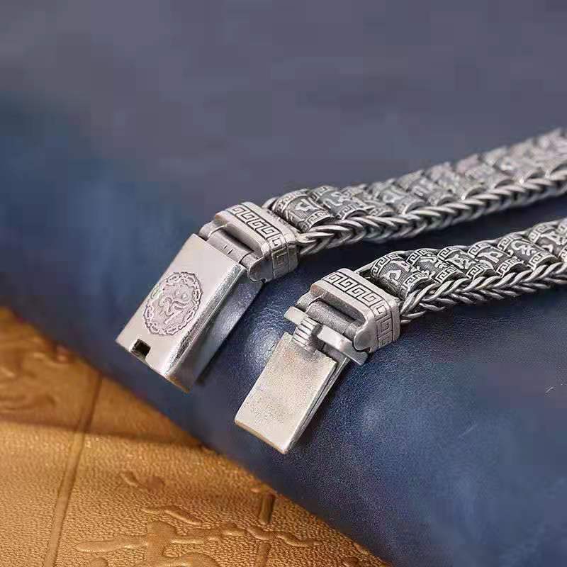 Men's Bracelet Simple And Generous Fixed Roller Transfer Pure Woven Retro