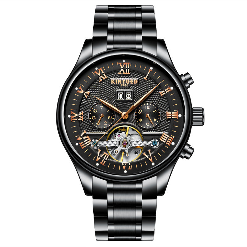 KINYUED Swiss Waterproof Black Tourbillon mechanical watch Automatic Mens Watch seeking agent