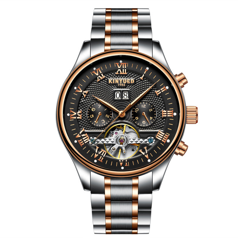 KINYUED Swiss Waterproof Black Tourbillon mechanical watch Automatic Mens Watch seeking agent
