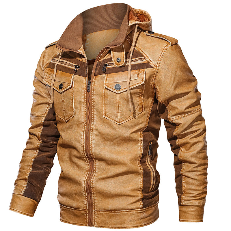 Winter And Autumn Men PU Jacket Pocket Fit Leather Coats Motorcycle Slim Male Jacket