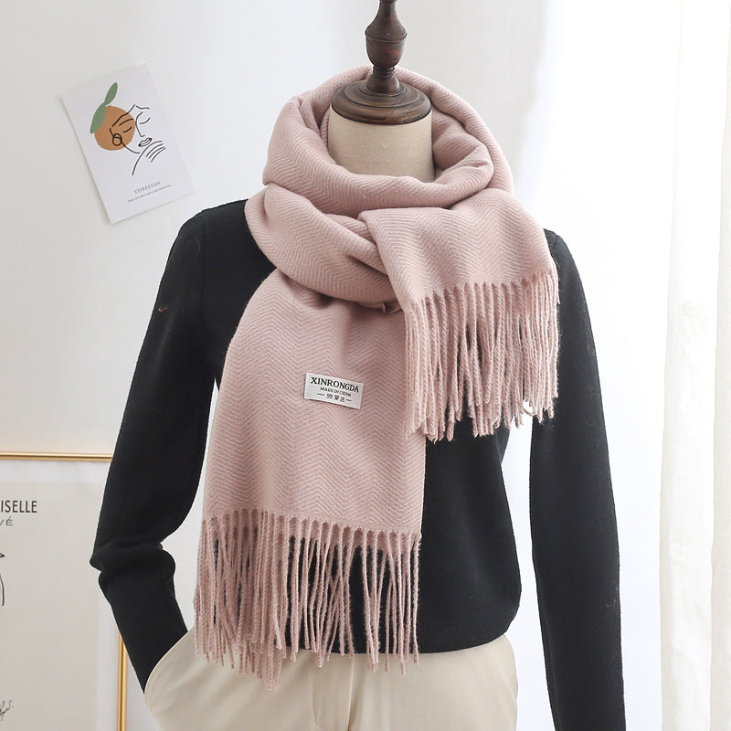 Winter Thick Warm Long Cashmere Style Solid Color Shawl