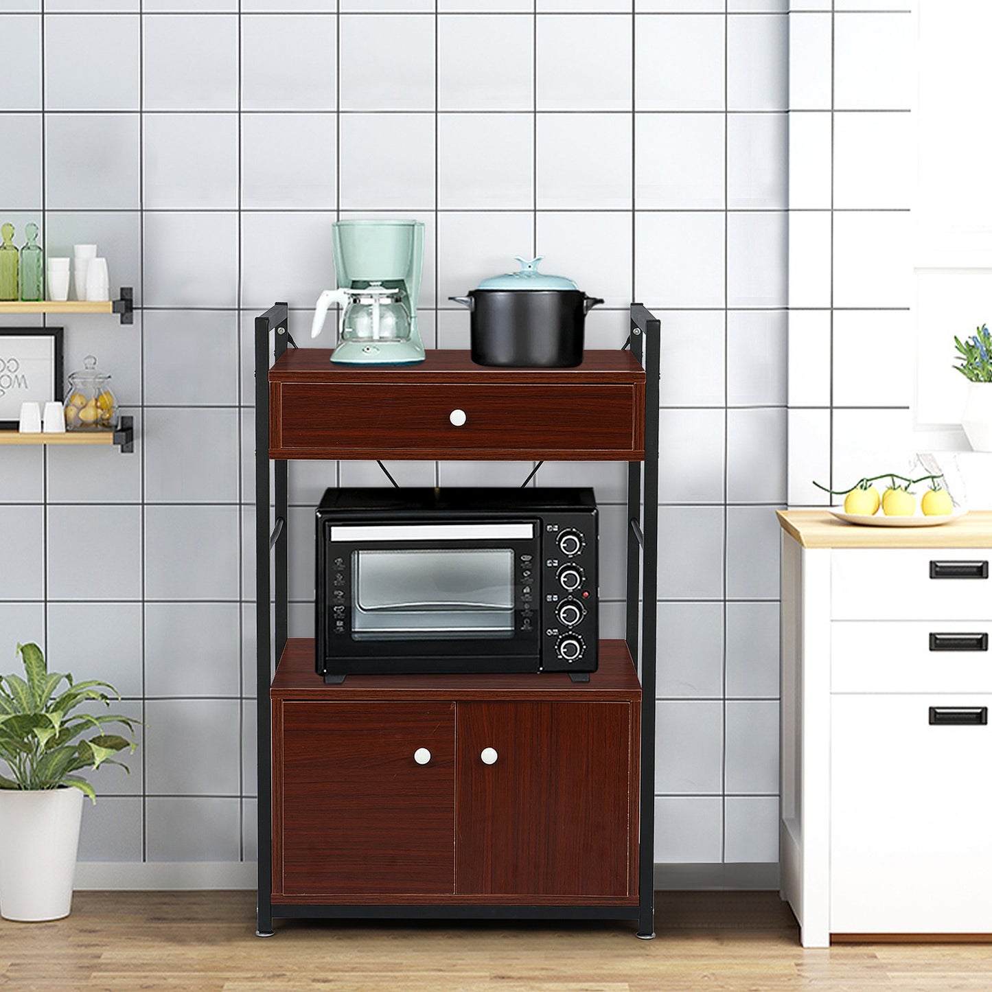 Kitchen Baker's Rack Storage Cabinet Microwave Oven Stand Kitchen Storage Shelf