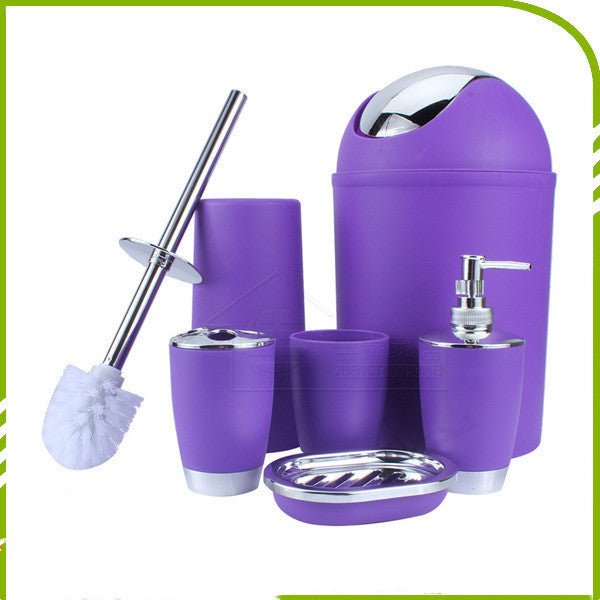 Plastic Bath Trash Can Six-piece Electroplating Bathroom