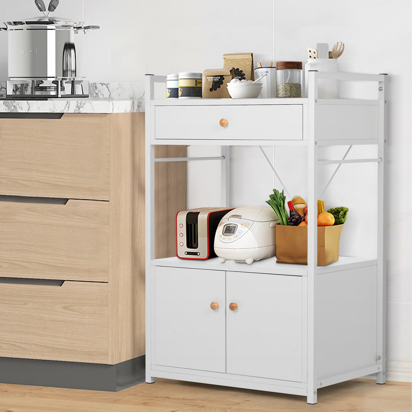 Kitchen Baker's Rack Storage Cabinet Microwave Oven Stand Kitchen Storage Shelf