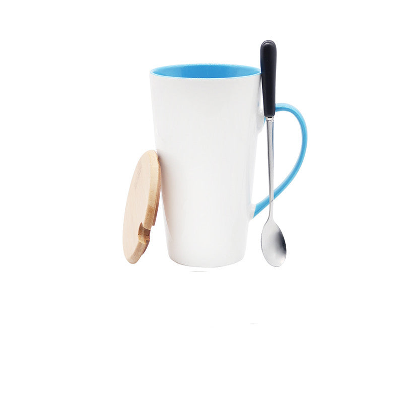 Large Ceramic Large Capacity Spoon Mug With Lid