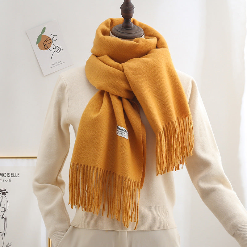 Winter Thick Warm Long Cashmere Style Solid Color Shawl