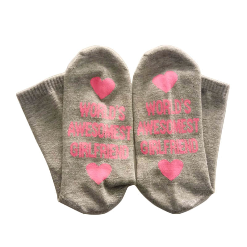 Unisex Men Women Cotton Socks Printing Letter Funny Socks For Boyfriend Girlfriend Valentine's Day Gift