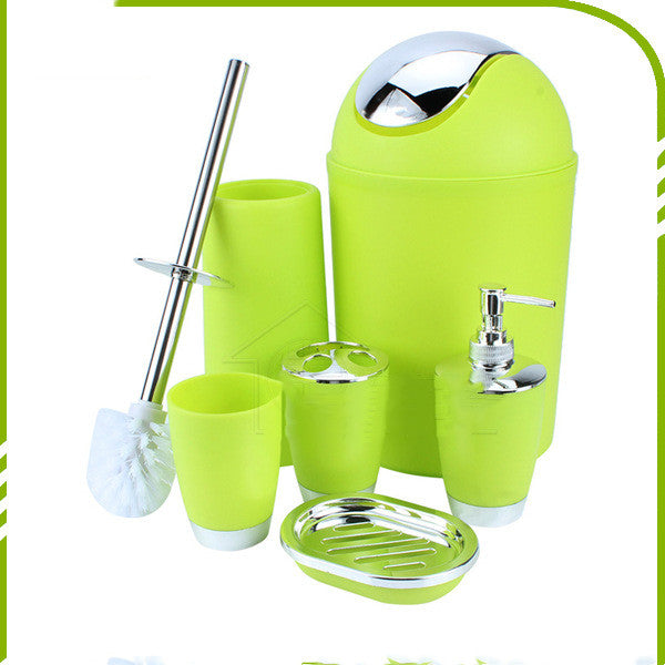 Plastic Bath Trash Can Six-piece Electroplating Bathroom