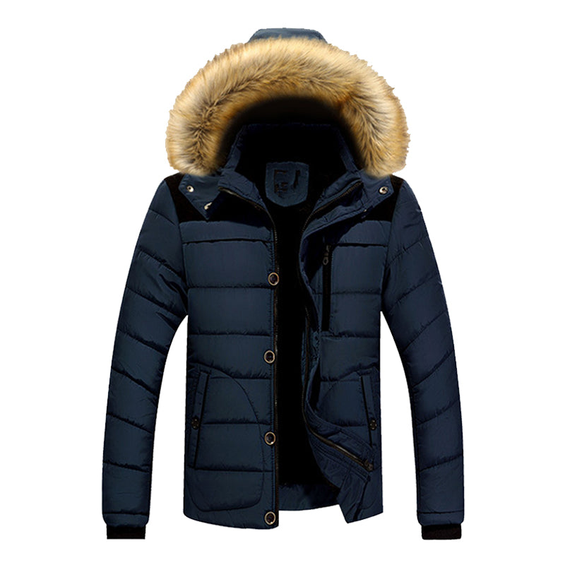 Winter Men Jacket Thick Hooded Fur Collar Men Coats Casual Padded Men Jackets