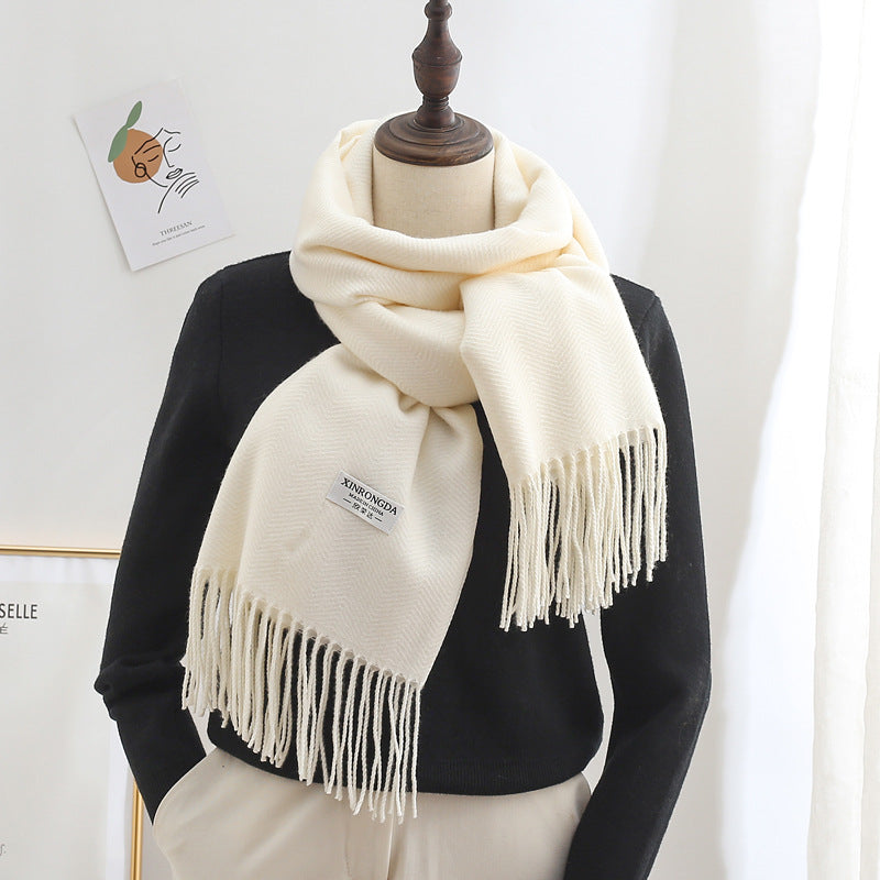 Winter Thick Warm Long Cashmere Style Solid Color Shawl