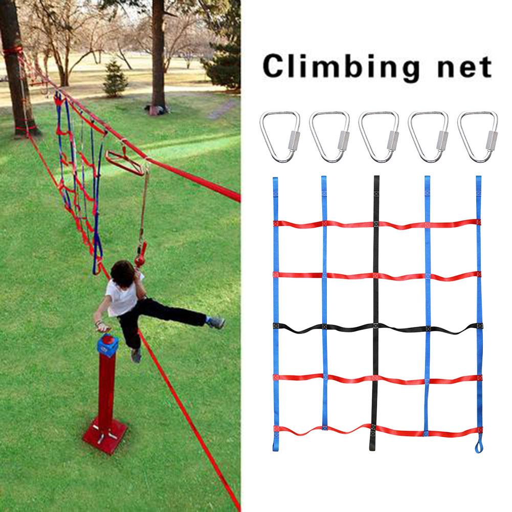 High-strength polyester webbing climbing net