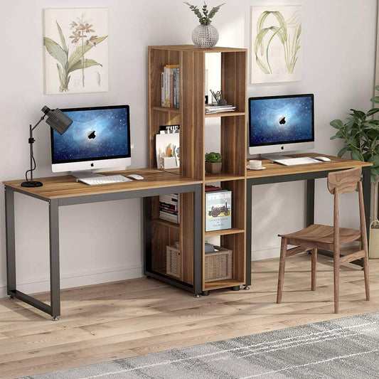 Two Person Computer Desk Double Workstation With Drawer Large Dual Work Table