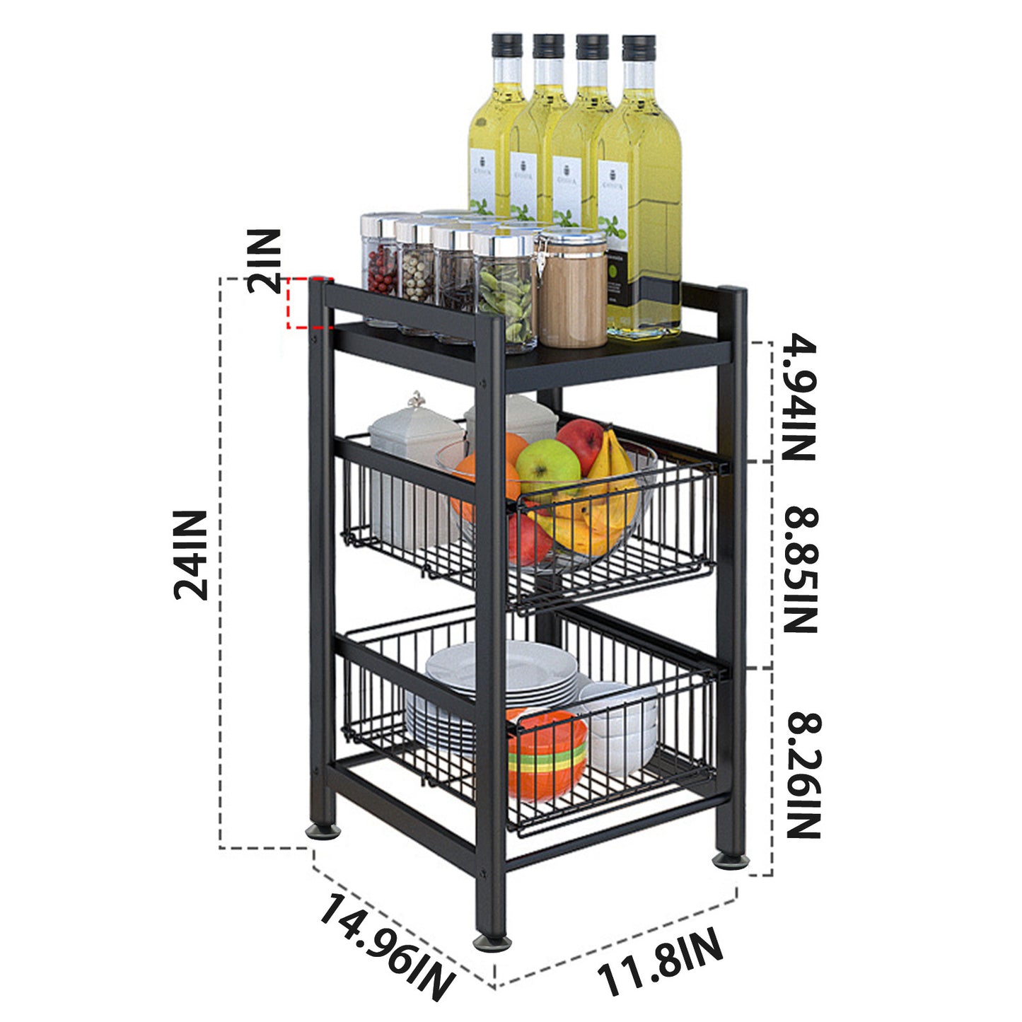 Kitchen Supplies Oven Storage Rack Living Room Basket Floor Shelf