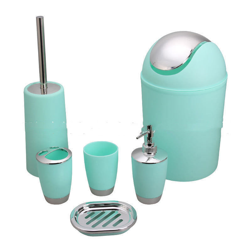 Plastic Bath Trash Can Six-piece Electroplating Bathroom