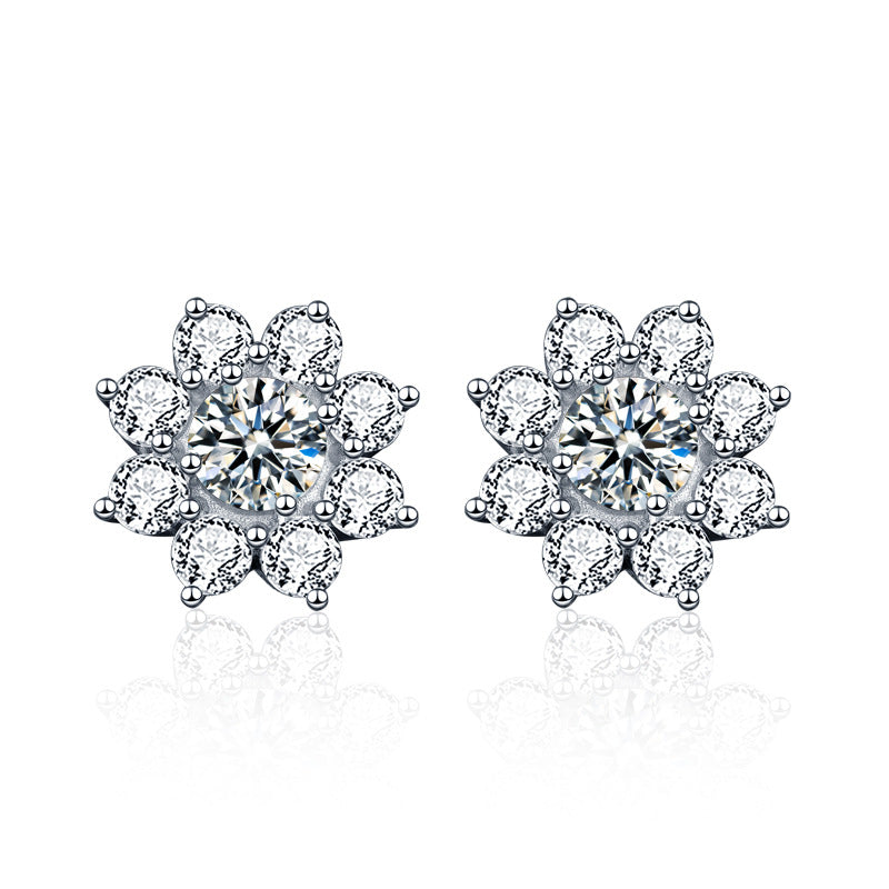S925 Sterling Silver Hypoallergenic Flower Stud Earrings