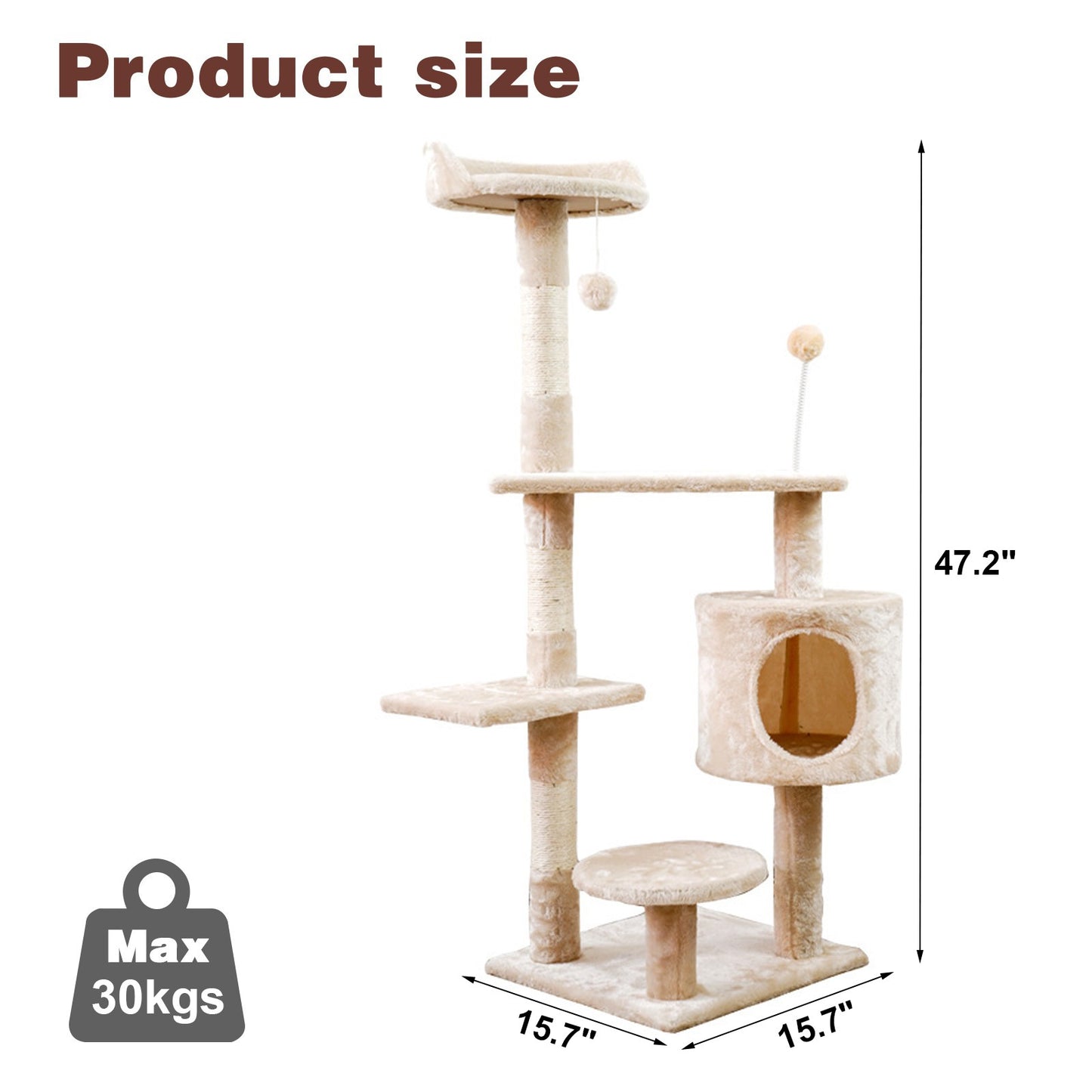 Cat Tower Kittens Pet Play House Cat Activity Tree Condo Scratching Sisal Post