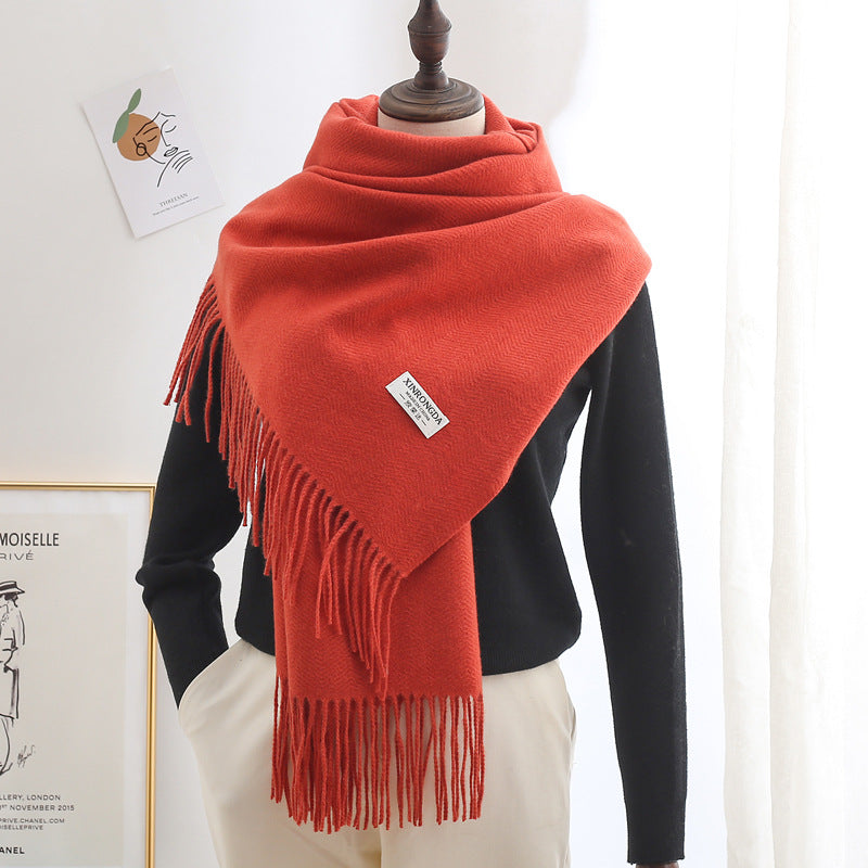 Winter Thick Warm Long Cashmere Style Solid Color Shawl
