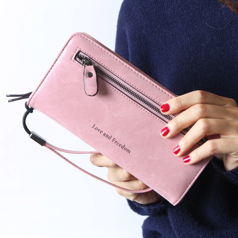 PU leather letter women Purse Long wallet