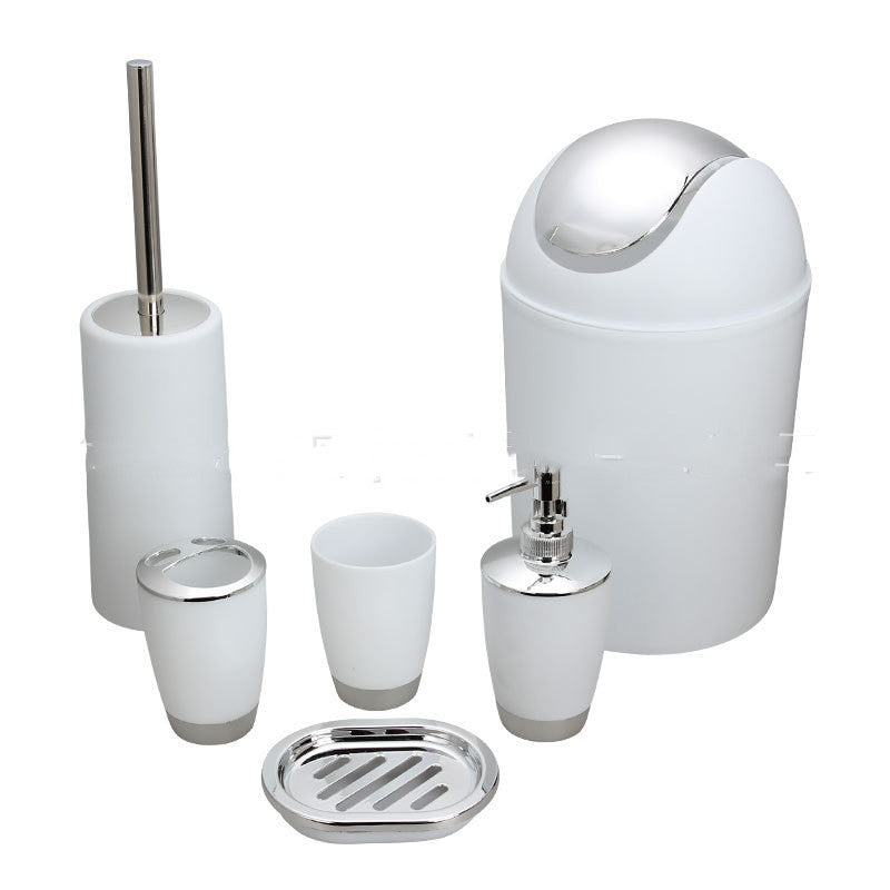 Plastic Bath Trash Can Six-piece Electroplating Bathroom