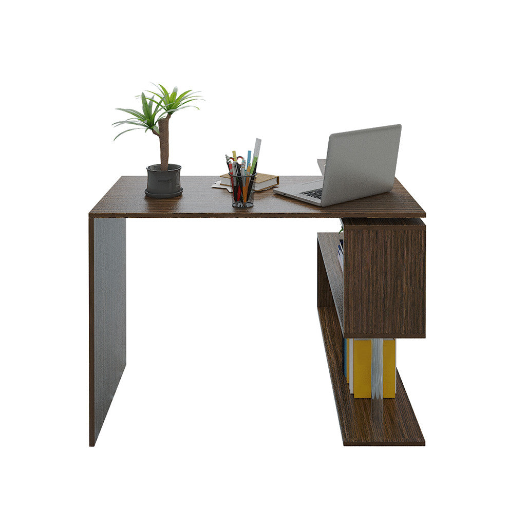 Home Spiral L-shaped Learning Computer Desk 170x74x50 cm Brown