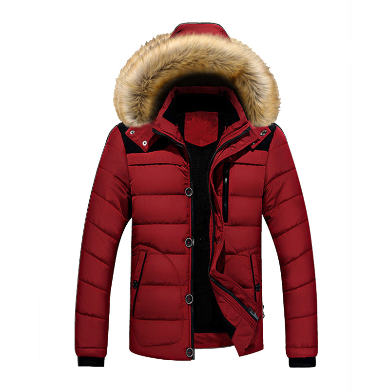 Winter Men Jacket Thick Hooded Fur Collar Men Coats Casual Padded Men Jackets