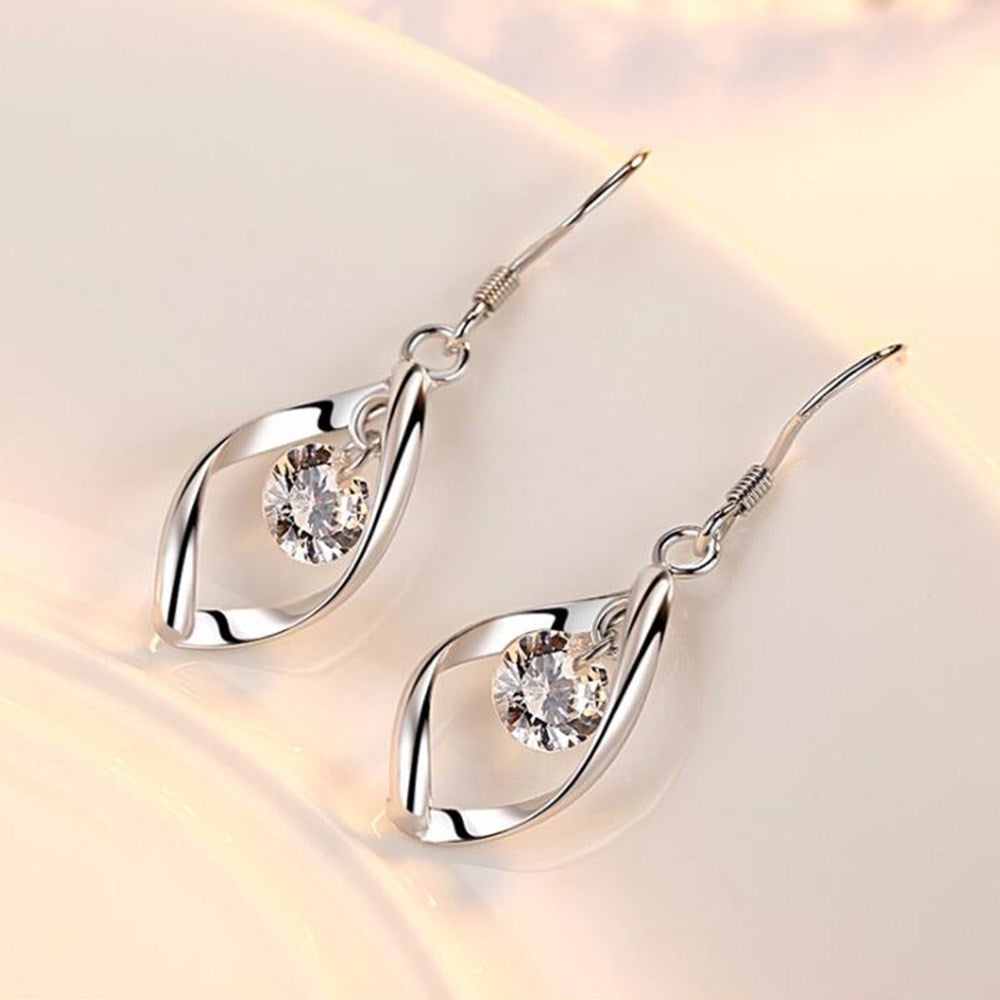 Sterling silver twisted diamond ear silver jewelry