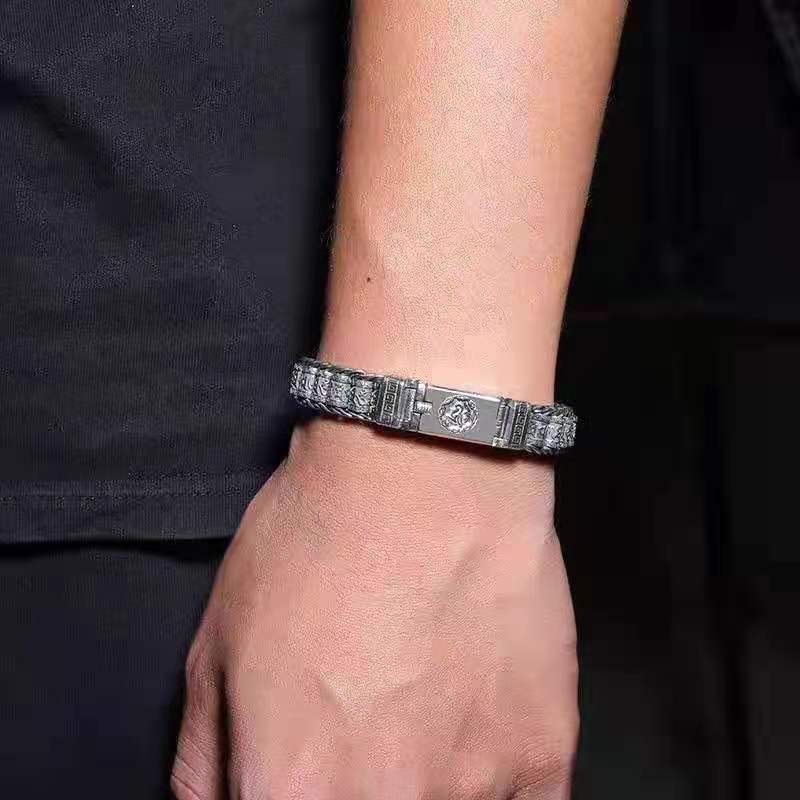 Men's Bracelet Simple And Generous Fixed Roller Transfer Pure Woven Retro