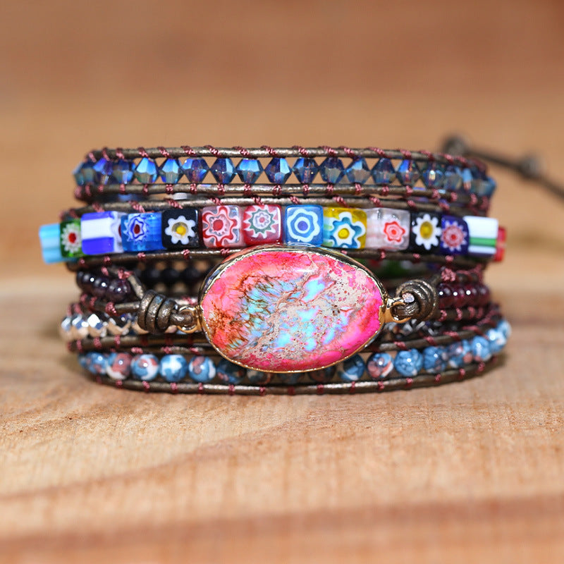 Imperial Turquoise Hand-woven Leather Bracelet