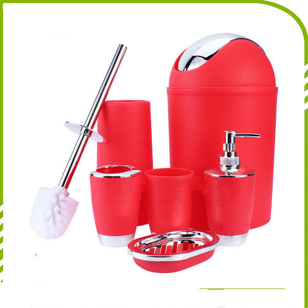 Plastic Bath Trash Can Six-piece Electroplating Bathroom