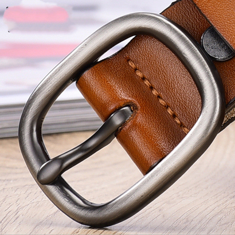 Hair Belt Female Leather Pin Buckle Retro Cowhide Belt
